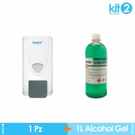 Kit Higiene Dispensador de Jabón o Alcohol Gel + Alcohol Gel 1 Lt